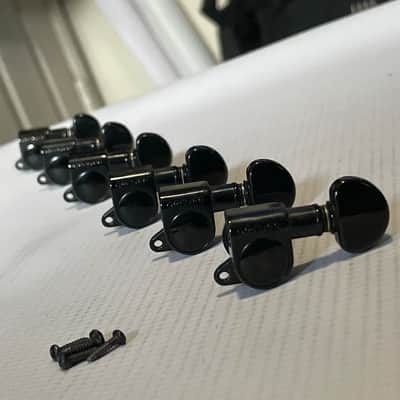 2000's Era Grover USA Mini Rotomatic Black Guitar 6 In Line Tuners Tuning Pegs Machine Heads image 2