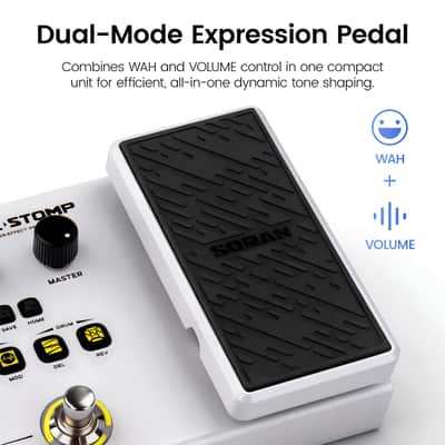 SORAN Dual Stomp Multi Effects Guitar Pedals, Rechargeable Multi Effects Processor with Expression Wah Volume 99 Presets 126 Effects 40s Loop 100 Drums 20 IR/NAM Slots USB Audio Record image 3