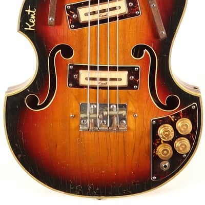 Kent 833 Hollowbody Sunburst 4-String Electric Bass Guitar Kawai