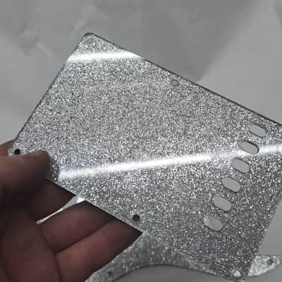Platinum Silver Sparkle Glitter SSS pickguard + trem cover set Fits Fender Strat Stratocaster image 16