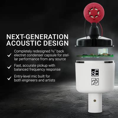 SE ELECTRONICS X1 A 2C Large Diaphragm Condenser Microphone with 100 Hz Filter & -20 dB Pad - XLR Condenser Mic for Singing & Instruments - Professional Studio Microphone for Recording (White) image 3