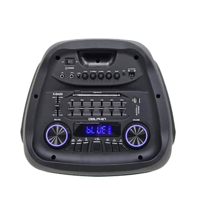 Dolphin SP-1270RBT Dual 12-Inch Premium Party Speaker, Bluetooth/USB/SD/FM/AUX, X-Bass, 5-Band EQ, LED Display, Quad Ring Lights image 2