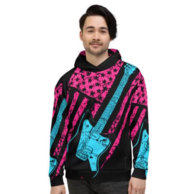 Neon Americana J-Master All-Over-Print Guitar Hoodie by AxeDr. - XS image 1