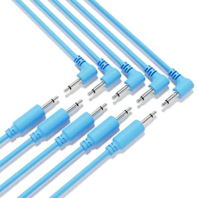 ExcelValley [Blue | 180 cm - 70.87"] 5-Pack Hybrid Mono Modular Patch Cables TS 3.5mm 1/8" Eurorack Synth Synthesizer image 5