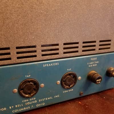 Bell PM-33 Pacemaker Mono 33 Watt Tube PA Amp dual 6L6GB 1959 - Blue, Beige, Textured Grey image 13