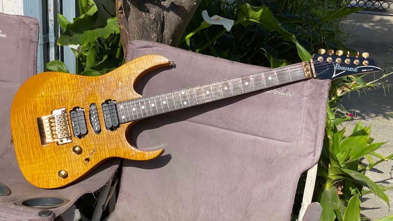 Rare Fujigen Ibanez RG570 CT 1994 | Trans Amber | Real Maple Flame