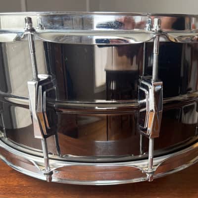 Vintage 70’s 6.5” Black Beauty Ludwig No. 417 6.5x14" 10-Lug Brass Snare Drum Pointed Blue/Olive Badge 1977 - 1979  Black Nickel-Plated Original Heads dB-300 dB-1250 image 8