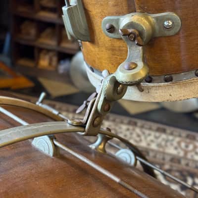 VINTAGE 1940's Leedy Trap Kit in Natural Mahogany - 14x28, 7x11, 9x13 image 13