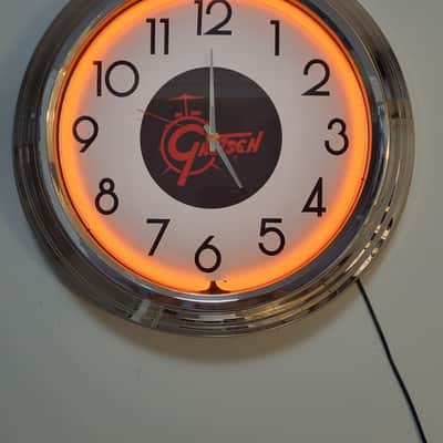 Gretsch Drums Orange Neon Dealer Style Light Up Clock Killer Cool Mancave, Garage, Shop Item image 2