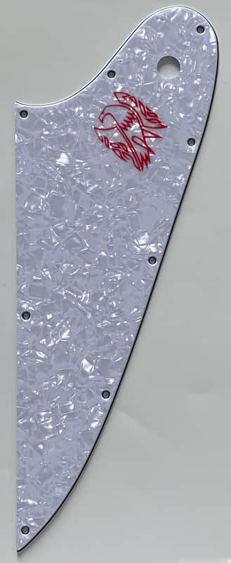For Fit Gibson Firebird Red Logo Style Guitar Pickguard Scratch Plate 4 Ply White Pearl image 1