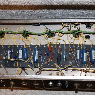 Vintage 1965 Fender Blackface Tremolux Tube Amp Chassis Project image 6