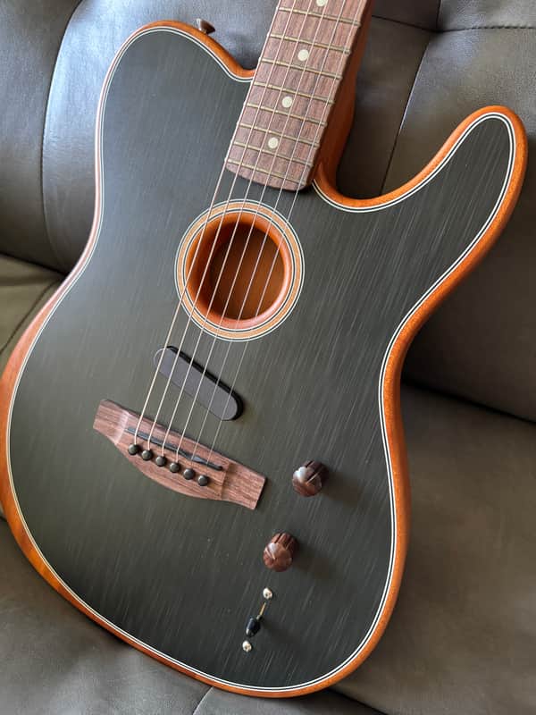Fender Acoustasonic Player Telecaster - Brushed Black - W/Fender Gig Bag image 1