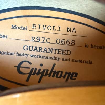 1997 Epiphone Rivoli VC Vintage Sunburst Made in Korea Peerless factory image 4