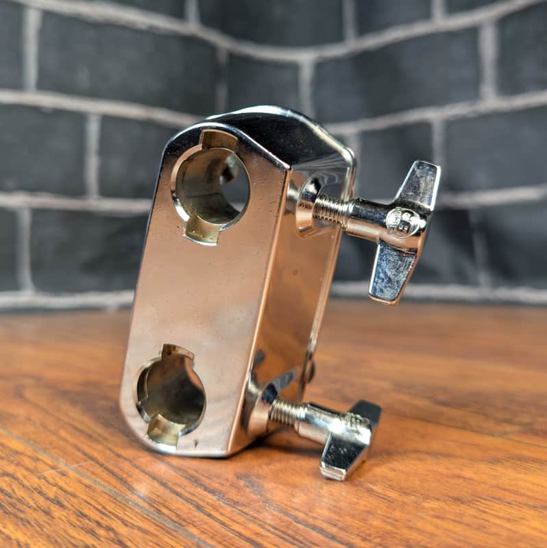 CB SP Series Bass Drum Double Mount – 5/8" Tom Arm Fit – 1 3/4" × 2 5/8" Hole Spacing – Chrome Hardware – Light Wear – Solid Mounting Solution image 1