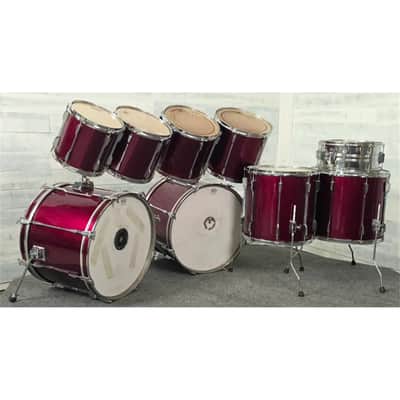 Used Tama Rockstar DX 9pc Drum Set Dark Red MIJ - Good image 5