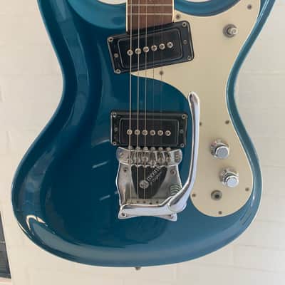 1993 Mosrite Ventures Model '65 Metallic Blue Mint Condition Full Documentation Made in the USA image 11