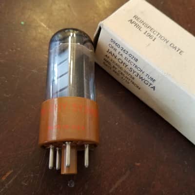 CBS ONE (1) JAN-CHY-5Y3WGTA rectifier tNOS AT1000 TESTED Vacuum Tube balanced premium IOB rugged 5Y3 USN-5Y3WGTB Audio 1959 image 1