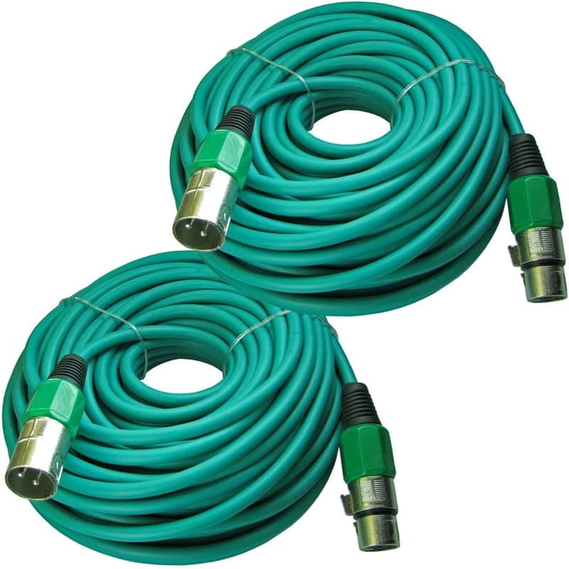 2 XLR 3 pin male to female shielded powered speaker cable cords 50 ft foot pair image 1