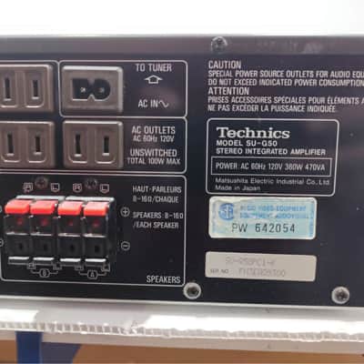 Technics SU-G50 110-Watts Stereo Integrated Amplifier 1990 - Black image 5
