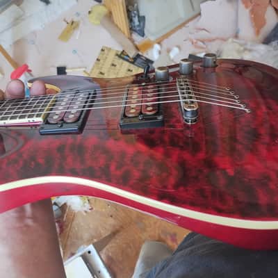 Schecter C-1 Exotic Star, Schecter Super Rock w Matching quilted Bobbins, to real maple carved top image 12
