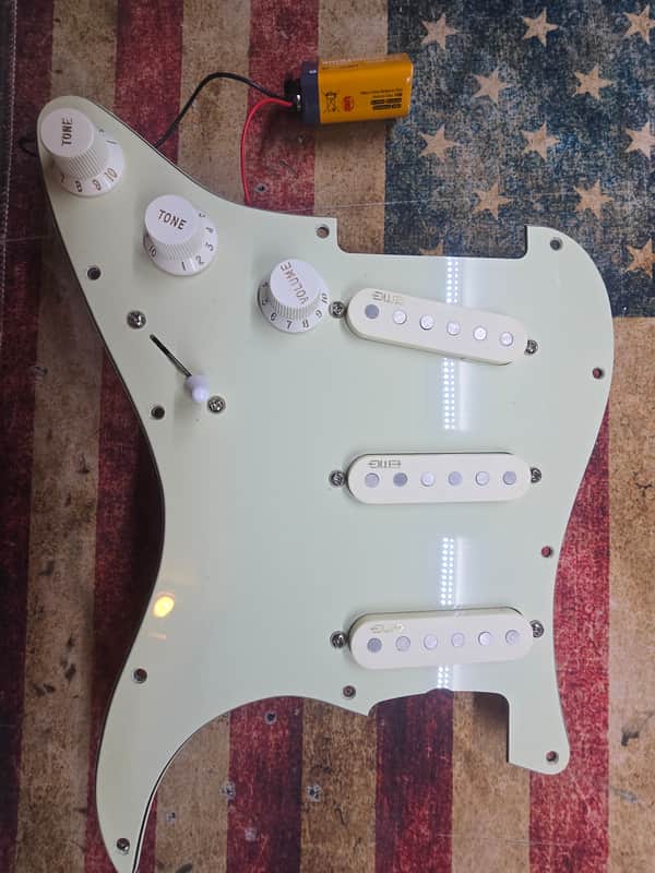 EMG  STRATOCASTER SSS ACTIVE  LOADED PICKGAURD - IVORY / MINT GREEN image 1