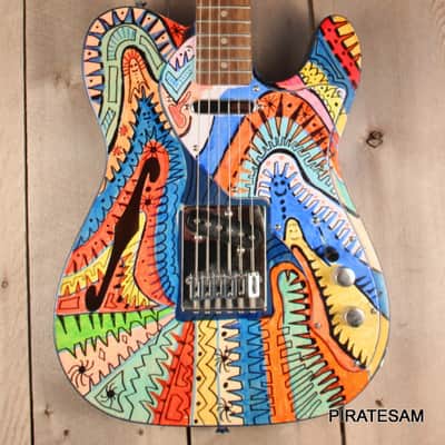Squier Affinity Telecaster Thinline Custom Art Guitar " Blues Man Coop " image 4
