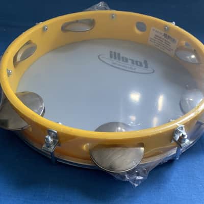 10" Torelli Brazilian Handmade  Pandeiro Tambourine Nylon Head Inject Plastic Yellow Body image 2