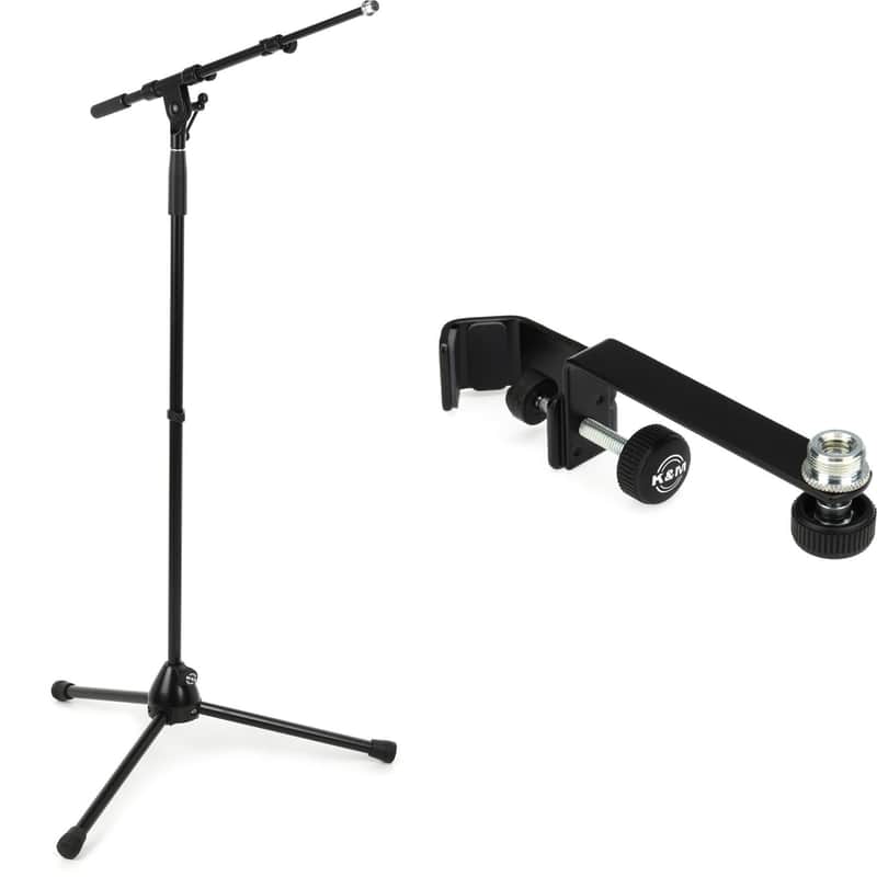 K&M 210/9 Telescoping Boom Microphone Stand and Clamp-on Mic Holder image 1