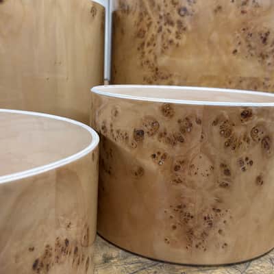 POPLAR MAPPA BURL exotic wood and Maple 7 pcs shell set - 5 ply core shells - Clear gloss polished BEST OFFERS ACCEPTED! image 9