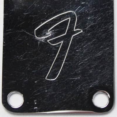 Vintage 1969-1973 Fender 4-Bolt "F" Stamp Neck Plate, Chrome, Stratocaster, Telecaster, Precision, Jazz Bass image 1