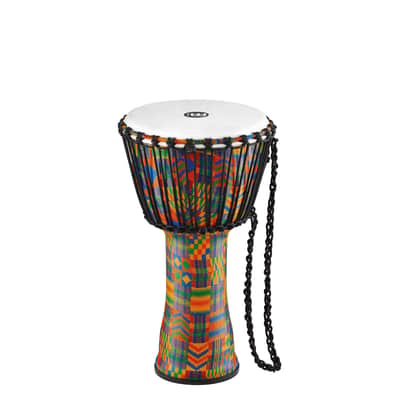 Meinl Percussion PADJ2-M-F 10" Travel Series Djembe, Synthetic Shell & Head, Kenyan Quilt image 1