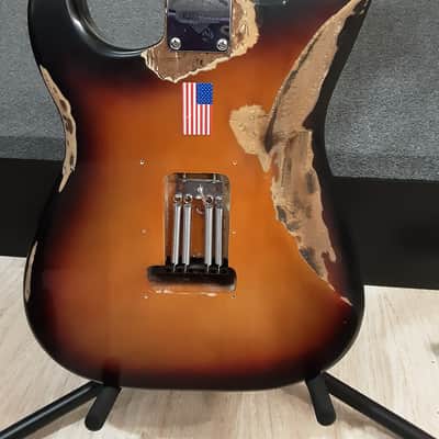 Fender Custom scalloped from ripchord guitars Reliced Sunburst image 4