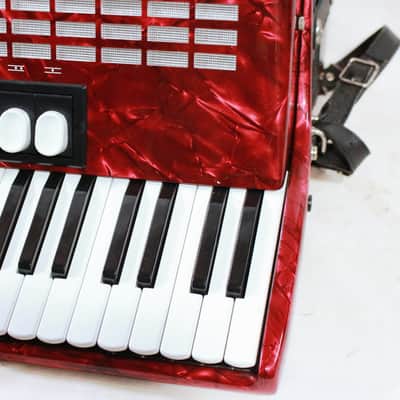 Hohner Student 120 Accordion in Red Pearloid w/ Case image 11