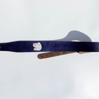 burnyblack custom guitar strap - polar bear navy blue image 9