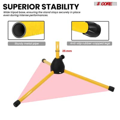5 Core Dual Microphone Stand 2 Pack, Adjustable Tripod Floor Stand with Boom Arm, Yellow image 4