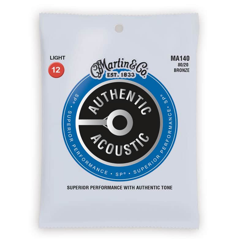 Martin MA140 Authentic Acoustic SP 80/20 Bronze Acoustic Guitar Strings - Light (.12 - .54) image 1