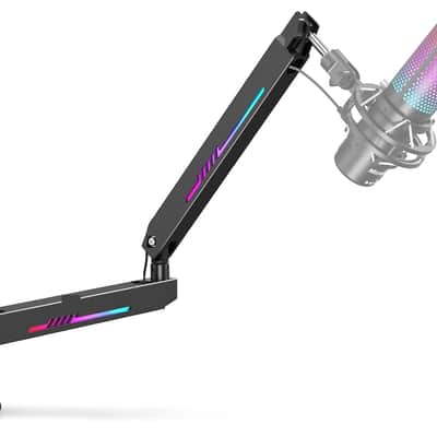 RGB Gaming Mic Arm, Low Profile Microphone Boom Arm with controllable RGB Light, Mic Stand with Cable Management, 3/8", 5/8" and 1/4", Adapter, Perfect for Streaming, Studio image 1