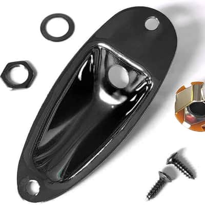 Guitar Input Jack Socket Plate Output Loaded Boat Style 1/4 Inch with Screws for Fender Stratocaster Strat St Mono Electric Guitar for Electric Guitar Replacement Parts (black) image 5