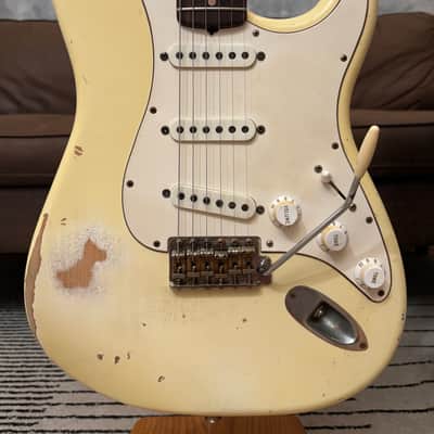 Fender Stratocaster 1962 Glas Custom Olympic White Relic Rosewood 7.4lbs w/ G&G Case image 2