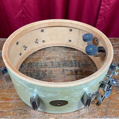 1950s Slingerland No. 143 Krupa Model Radio King Snare Drum White Marine Pearl 5.5x14 image 9
