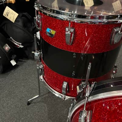 Ludwig 50th Anniversary Vistalite Pro Beat 24/16/13" Drum Set Kit in Red Sparkle/Smoke/Red Sparkle from NAMM image 5