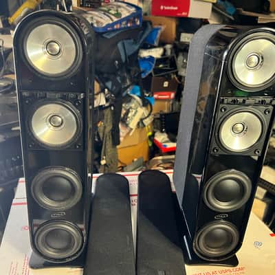 Pair Of KEF Model 7 Main / Stereo Speakers Used with Speaker Wire tested black image 2