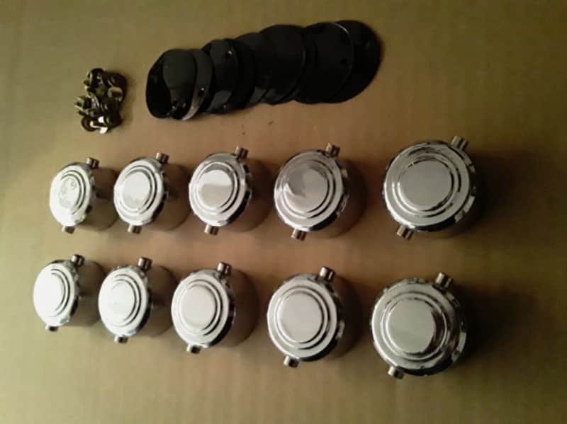 10 Pc. Chrome Double Sided Hayman/Camco Snare Drum Lugs Lot #1 + Gaskets & Screws (1 3/8" hole spacing) - *Very Rare to Find* image 1