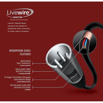 Livewire Essential XLR Microphone Cable - Regular 3 ft. Black SM3 XLR Female XLR Male image 2
