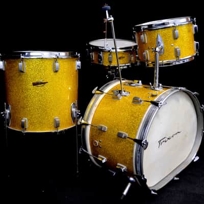 Trixon 25.5/13/16/5x14 Drum Set - Speedfire Gold Glitter NOS image 8