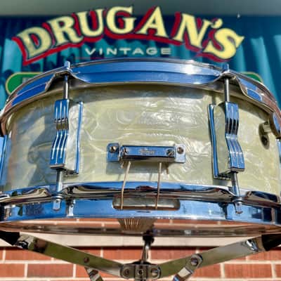 1960s Ludwig 5x14 Jazz Festival Snare Drum White Marine Pearl image 8