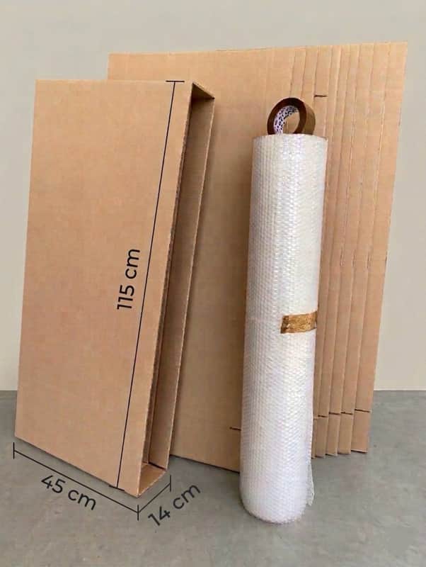 1x All in One Shipping Kit Heavy duty Double-Wall Cardboard Box 115x45x14cm + Bubble Wrap + Packing Tape image 1