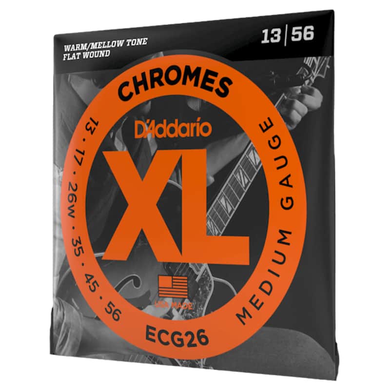 D'Addario ECG26 XL Chromes Flatwound Electric Guitar Strings 13-56 Medium image 1