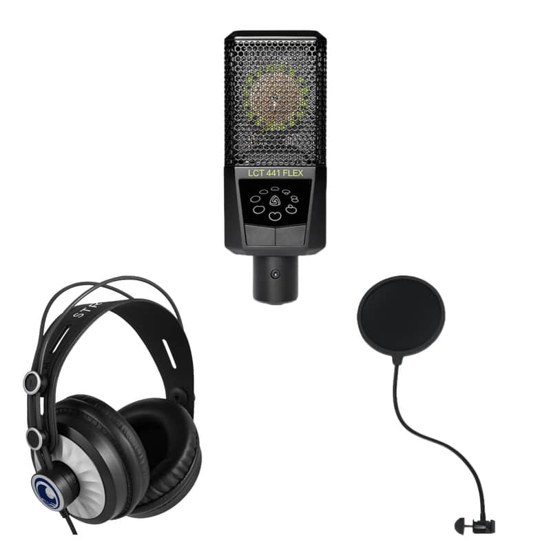 Lewitt LCT 441 FLEX Large Diaphragm Condenser Microphone with Microphone Pop Filter & StreamEye Cans50 Professional Studio Headphones image 1