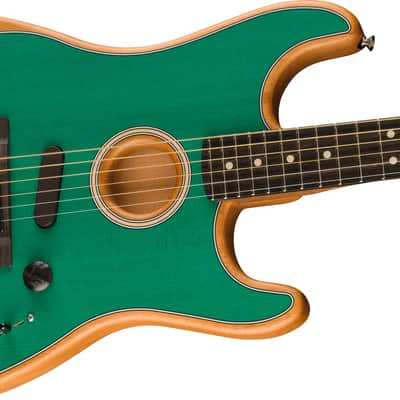 FENDER - Limited Edition American Acoustasonic Stratocaster  Ebony Fingerboard  Aqua Teal - 0972323199 image 4
